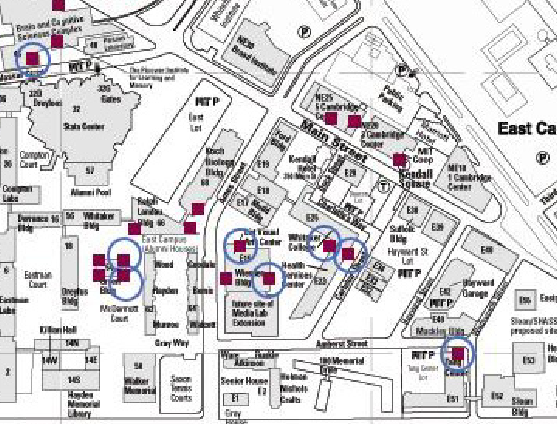 MIT campus map with location of doors studies